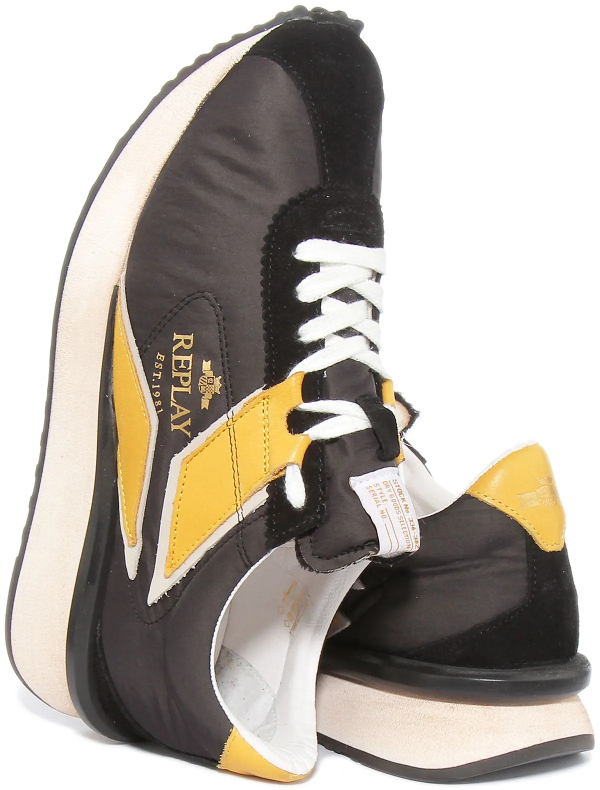 Replay Casey Nylon In Black Yellow For Men