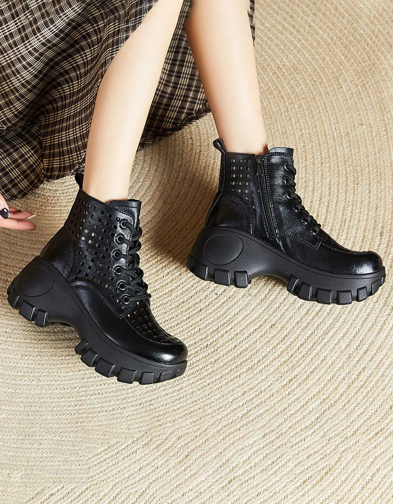 Retro Platform Hollow Boots