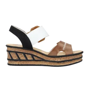 Rieker 68176-64 Rose Wedge Sandal (Women) - Leinen/Weiss/Schwarz Eagle