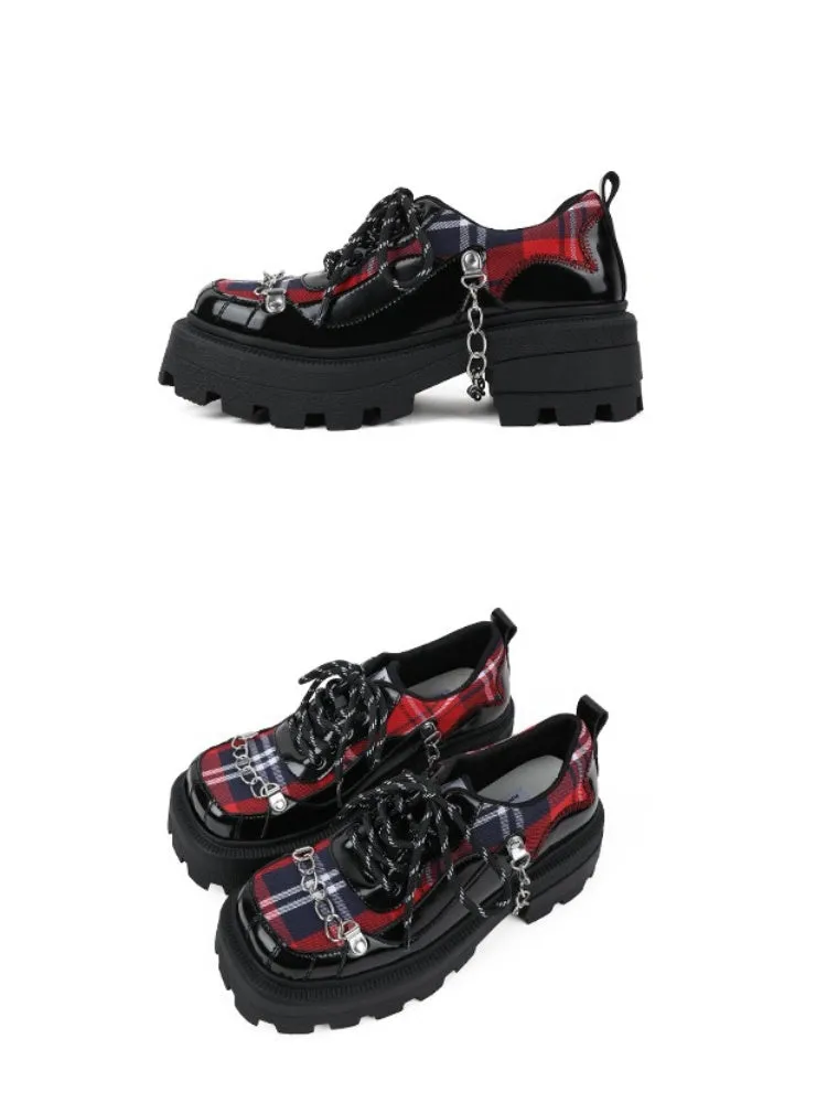 Rock Chain Plaid Platform Shoes【s0000003443】