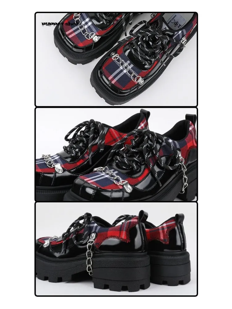 Rock Chain Plaid Platform Shoes【s0000003443】