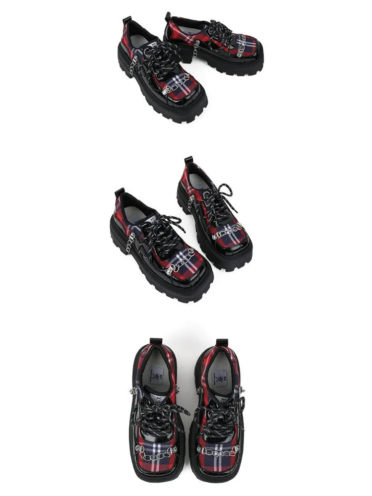 Rock Chain Plaid Platform Shoes【s0000003443】