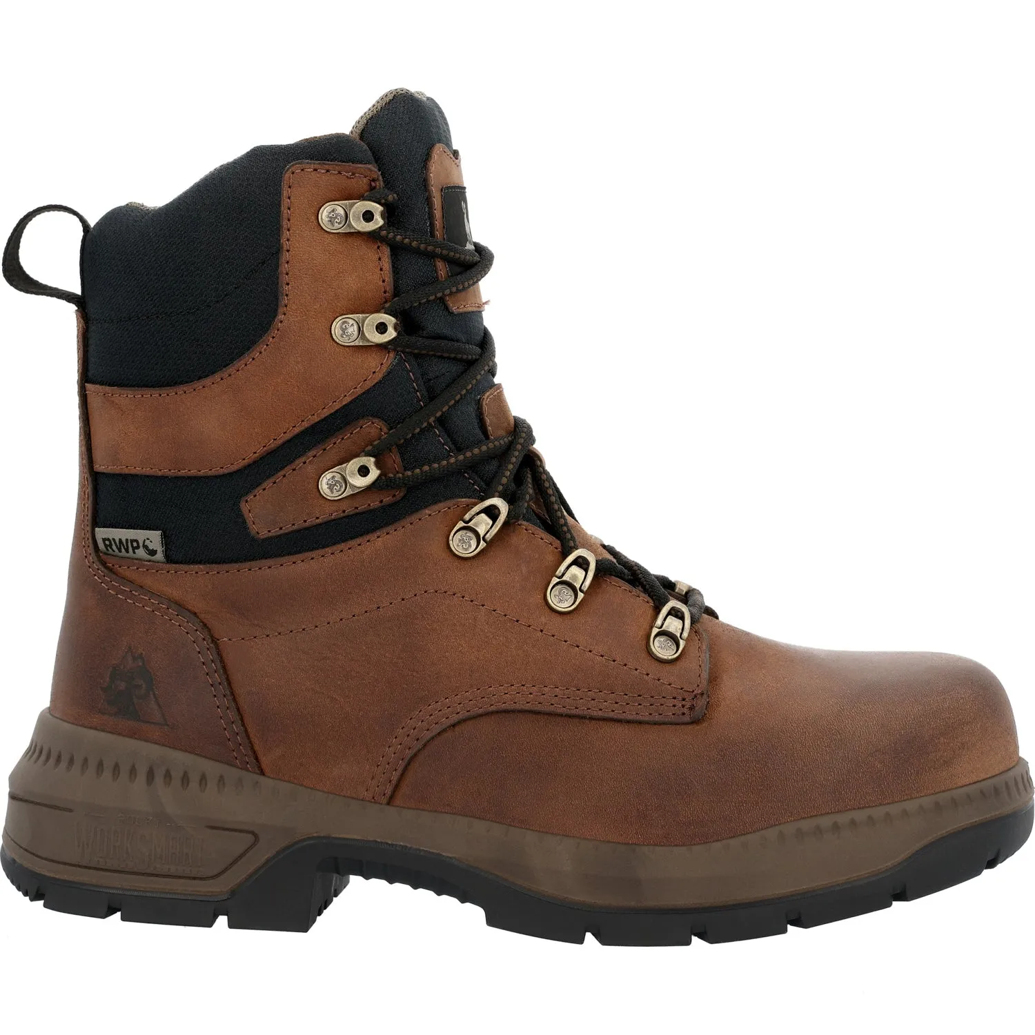 Rocky Mens Worksmart WP CT 8in Crazy Horse Leather Work Boots