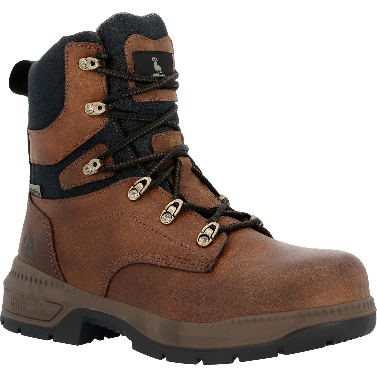 Rocky Mens Worksmart WP CT 8in Crazy Horse Leather Work Boots