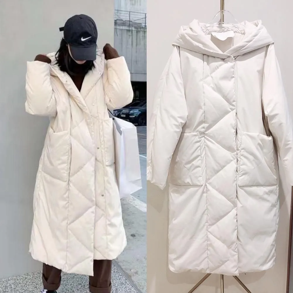 S- 7XL Winter Oversize Warm Duck Down Coat Female X-Long Down Warm Jacket Hooded Cocoon Style