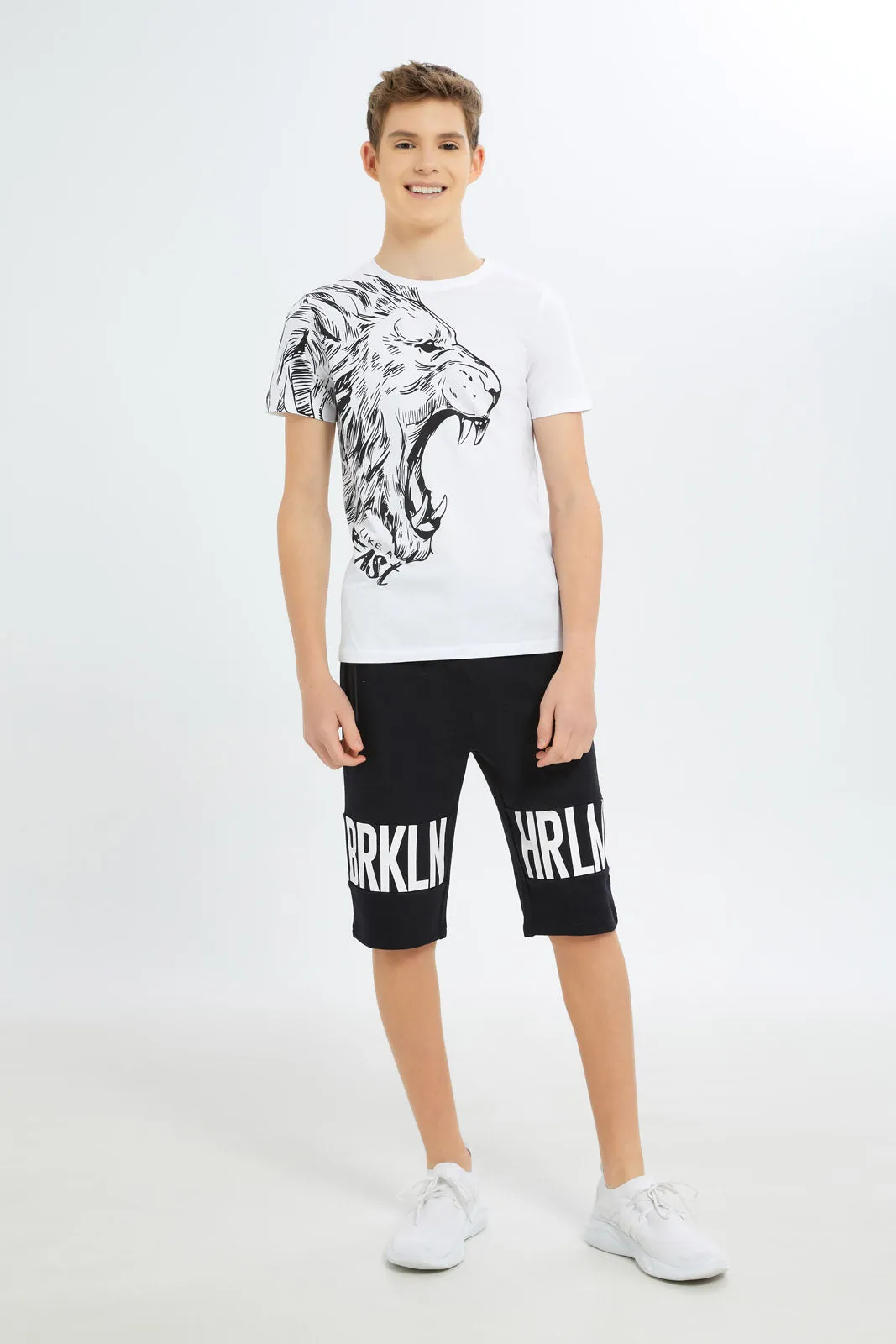 Senior Boys Black Brkln Print Active Shorts