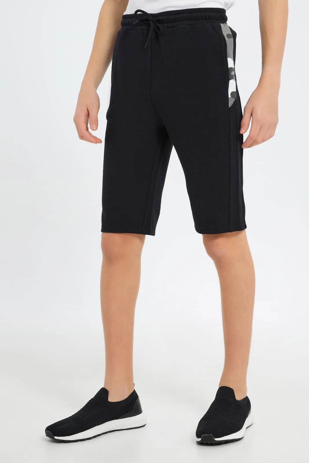 Senior Boys Black Plain Active Short