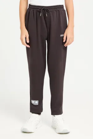 Senior Boys Brown Printed Active Pants