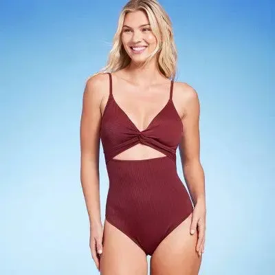 Shade & Shore Women's Cut Out One Piece Swimsuit Cheeky Keyhole Swimwear