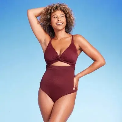 Shade & Shore Women's Cut Out One Piece Swimsuit Cheeky Keyhole Swimwear