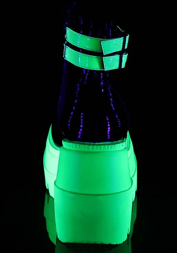 SHAKER-52 [Black/UV Green] | PLATFORM BOOTS [PREORDER]