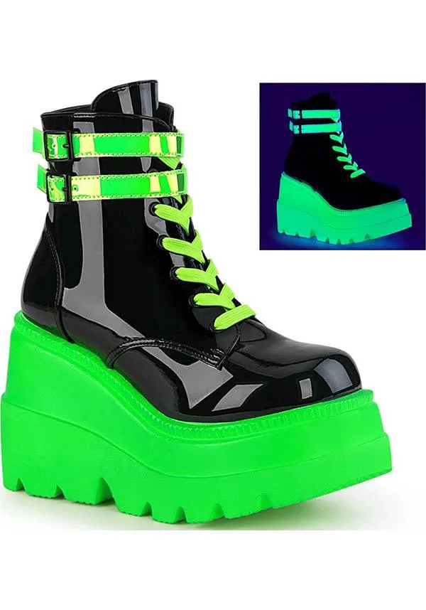 SHAKER-52 [Black/UV Green] | PLATFORM BOOTS [PREORDER]