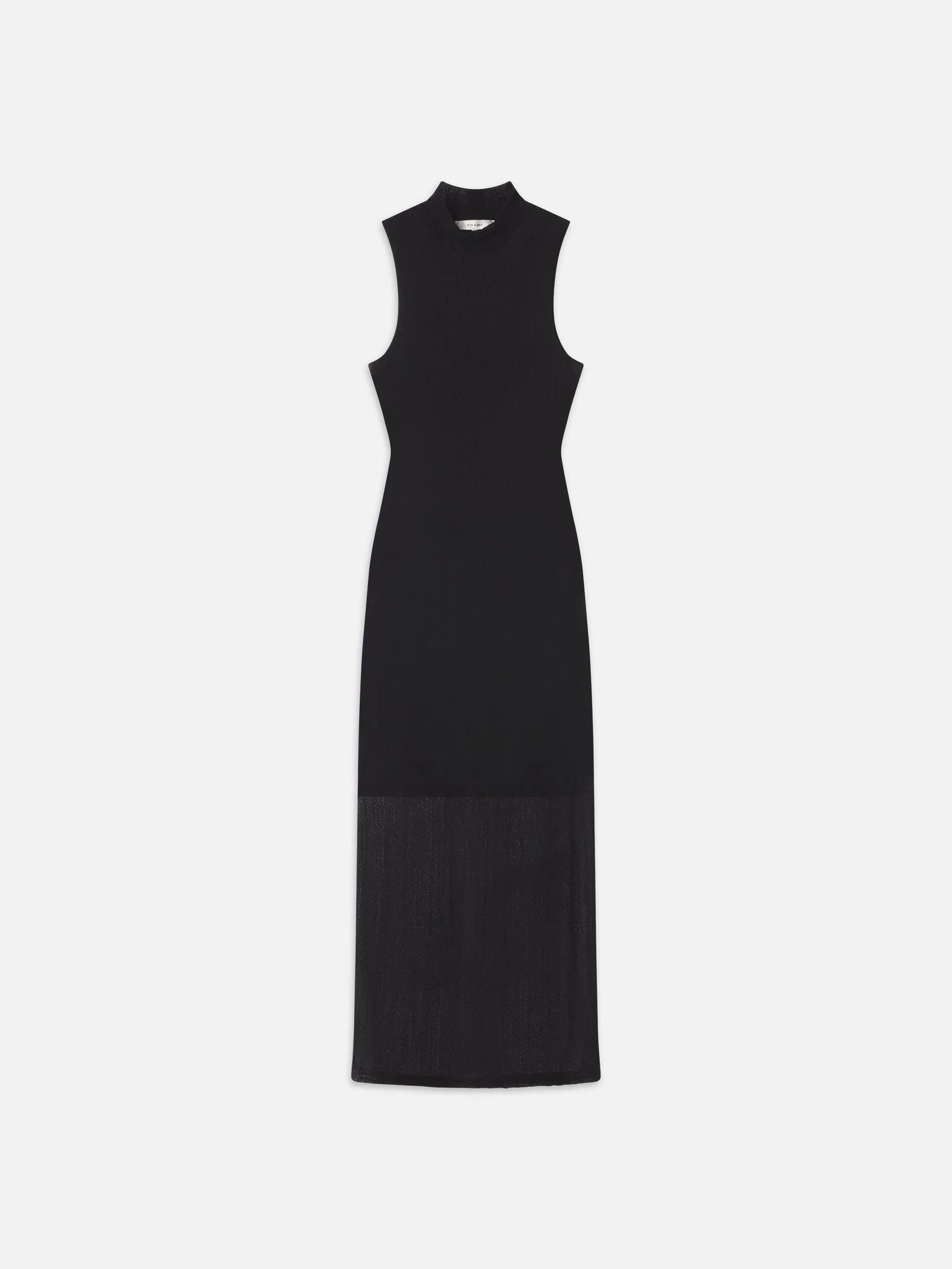 Sleeveless Mesh Mock Neck Dress -- Black