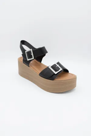 Soda Dorina Buckle Platform Sandals for Women in Black | DORINA-S BLACK