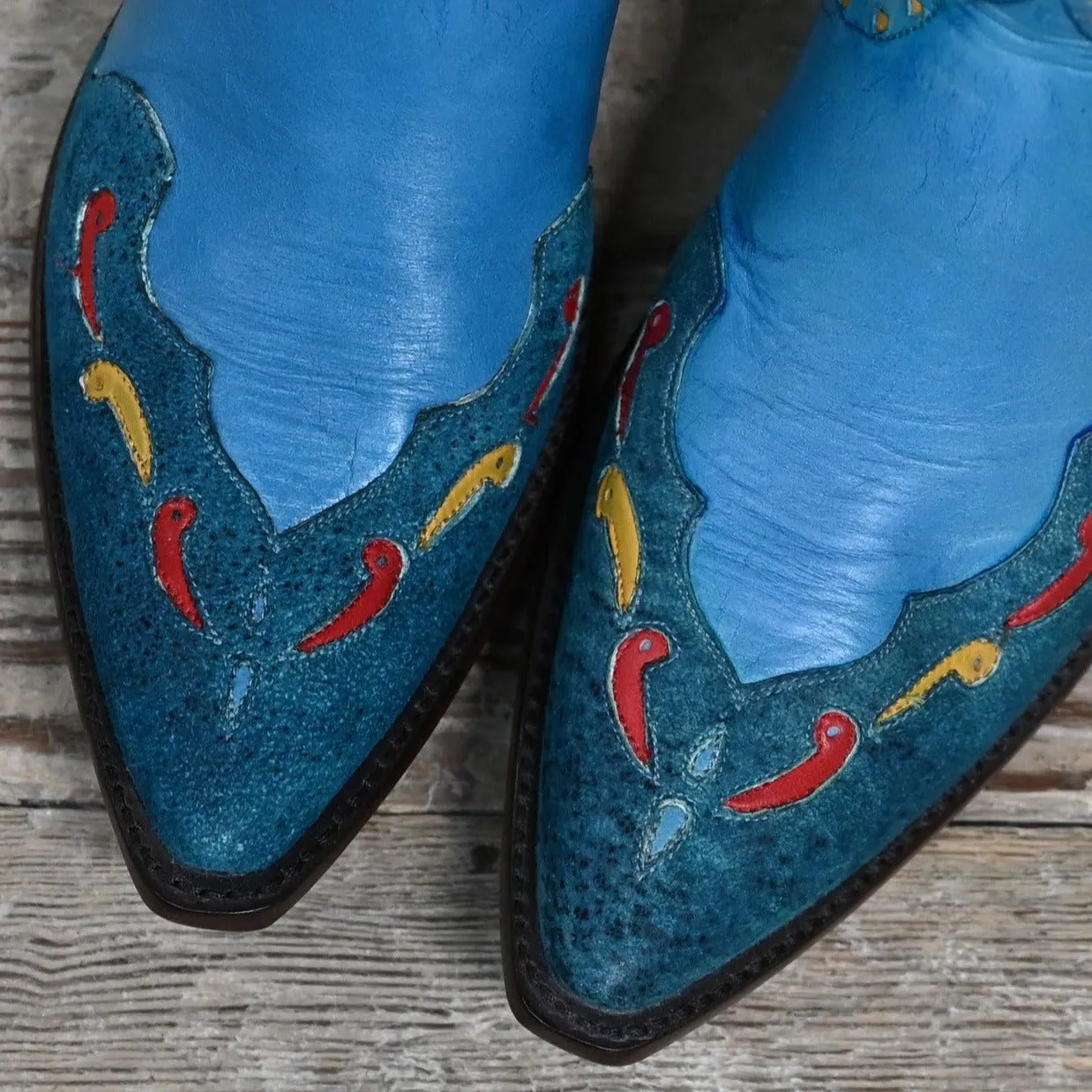 Stallion Ladies Deco Butterfly Boot W/Banana Glove Calf Inlays Foxing and Wingtip.