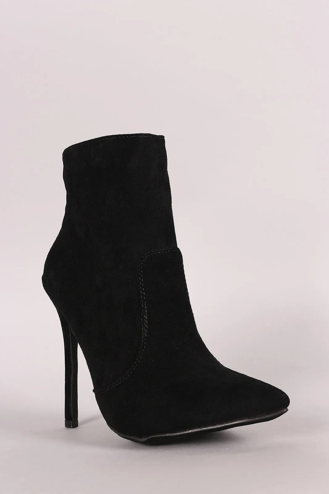 Suede Pointy Toe Stiletto Booties