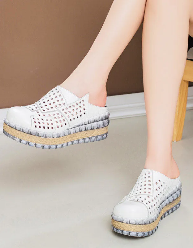 Summer Retro Hollow Platform Slippers