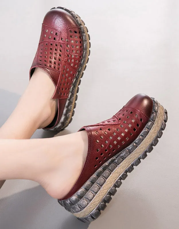 Summer Retro Hollow Platform Slippers