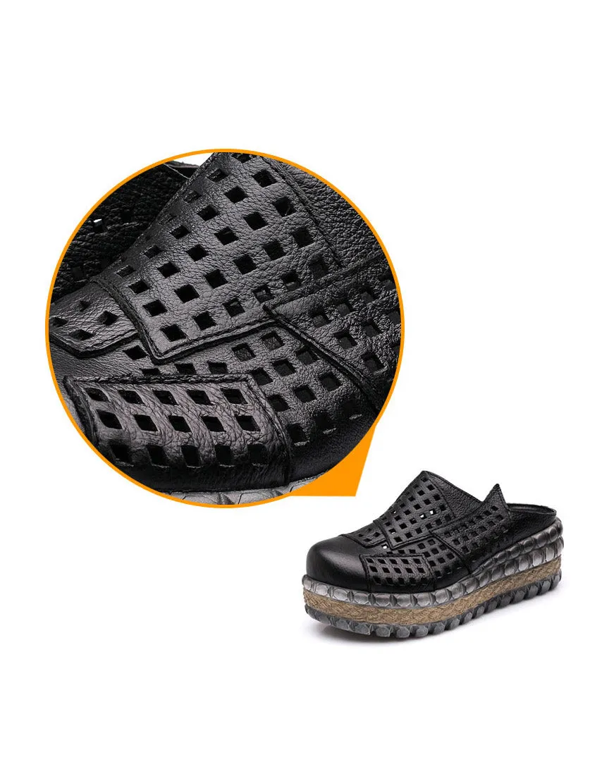 Summer Retro Hollow Platform Slippers