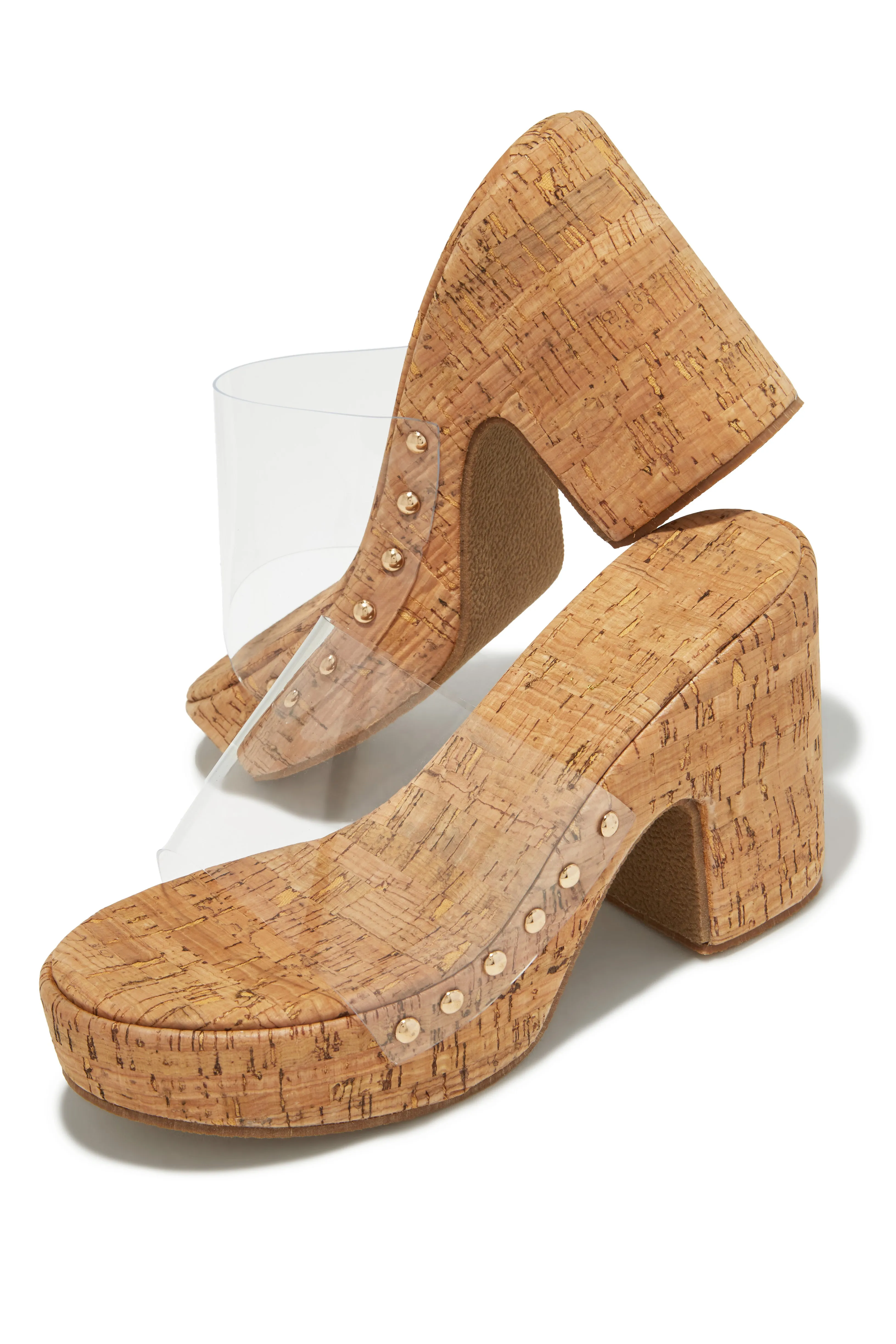 Talya Platform Block Heel Mules - Cork