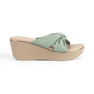 Tresmode Sof Green Women's Dress Wedge Heel Sandals