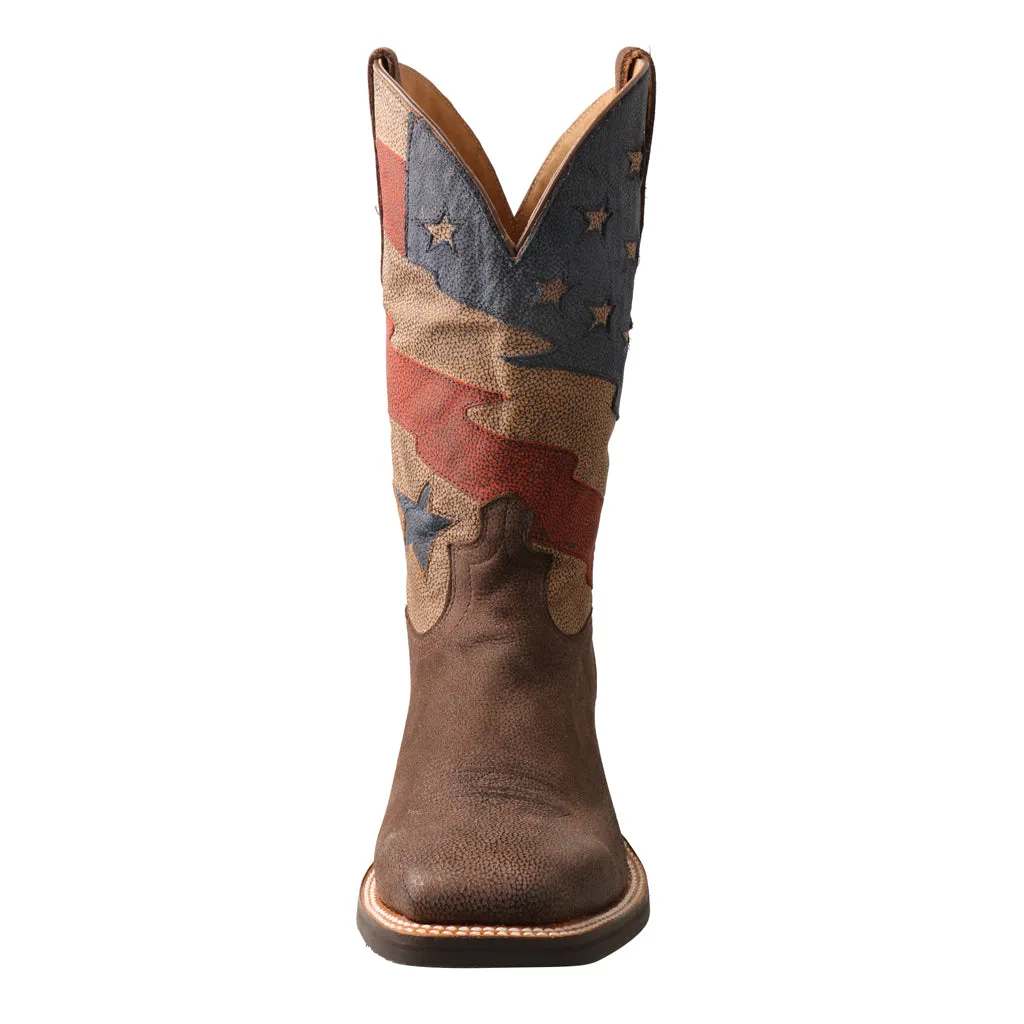 'Twisted X' Men's 12" VFW Rancher Lite Western - Brown / Flag