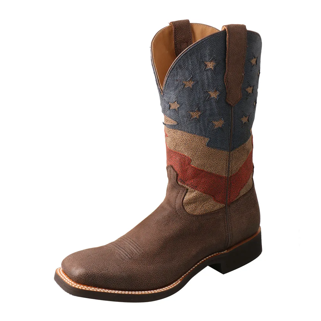 'Twisted X' Men's 12" VFW Rancher Lite Western - Brown / Flag