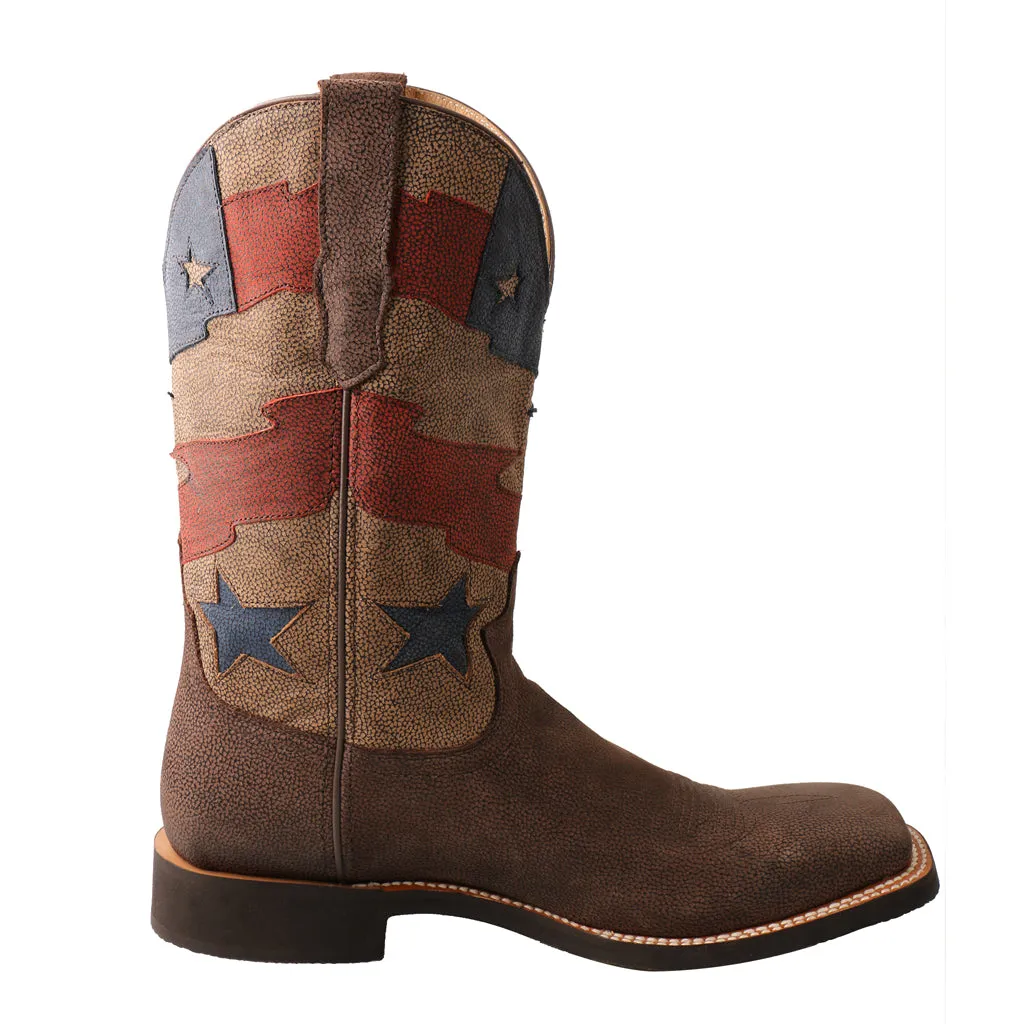 'Twisted X' Men's 12" VFW Rancher Lite Western - Brown / Flag