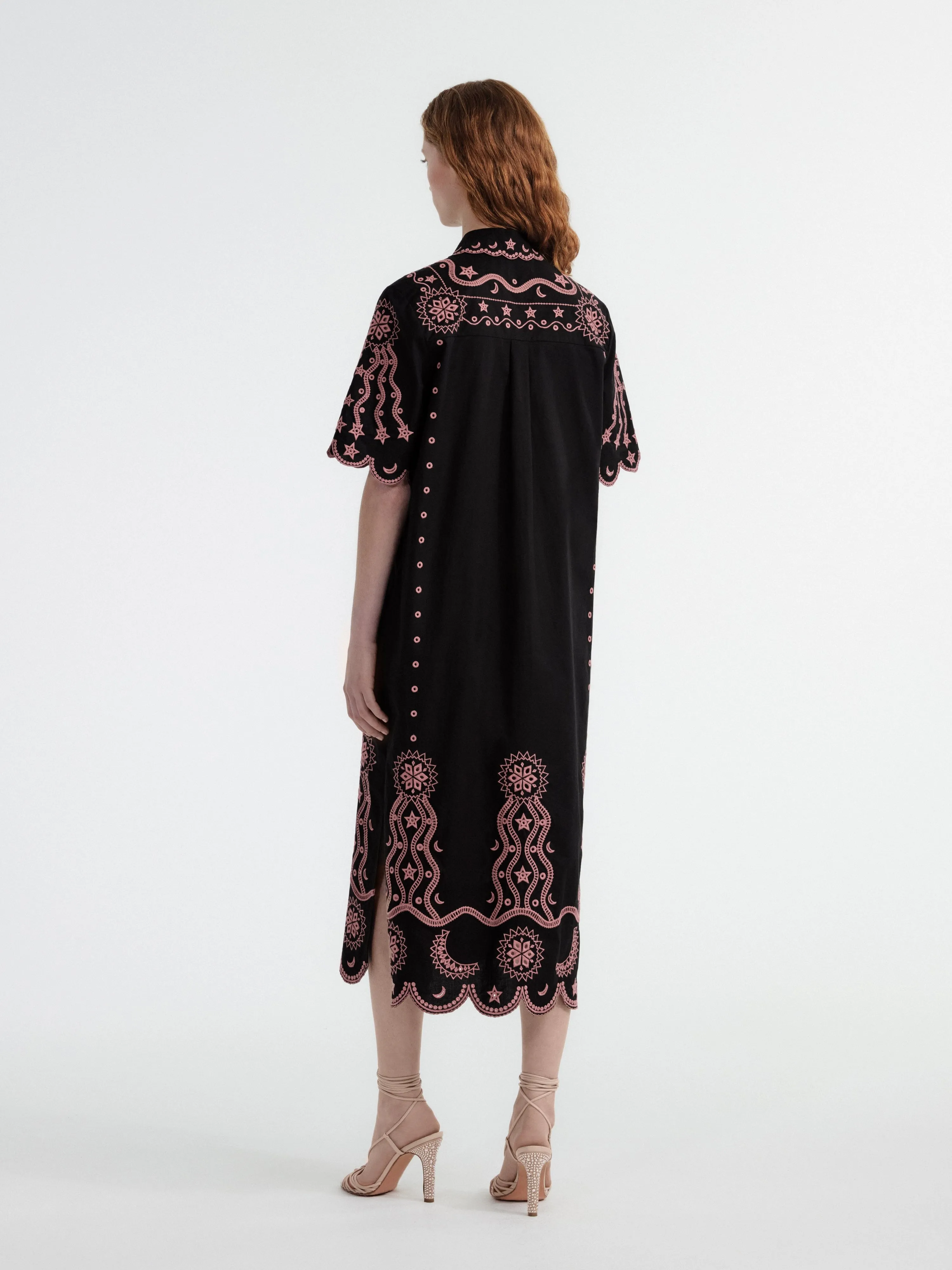 Venyx Dree Cotton Broderie-Anglaise Dress in Black