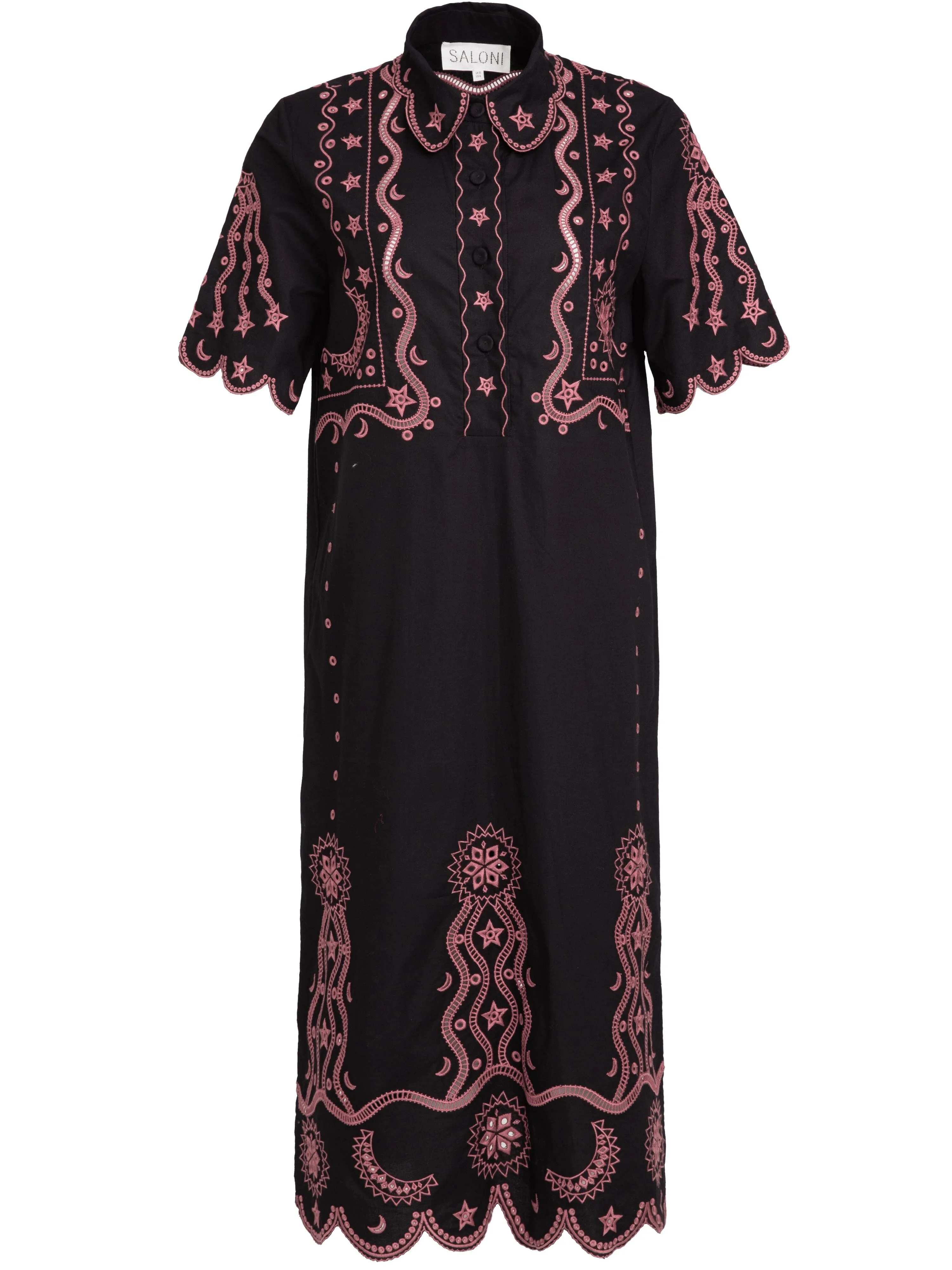 Venyx Dree Cotton Broderie-Anglaise Dress in Black