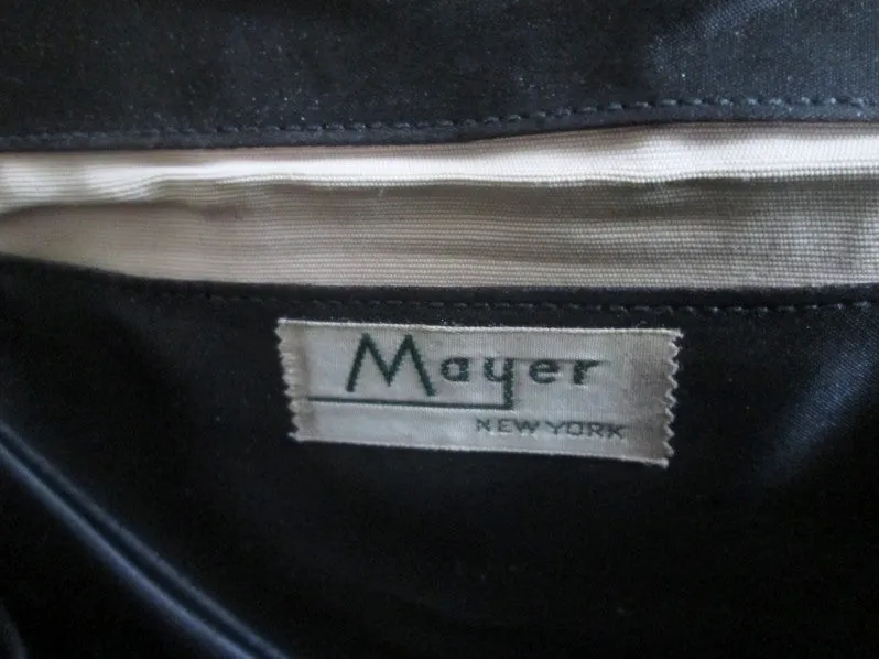 Vtg MAYER NEW YORK  Suede leather satchel clutch bag purse BLACK SWAN GOLD DUCK