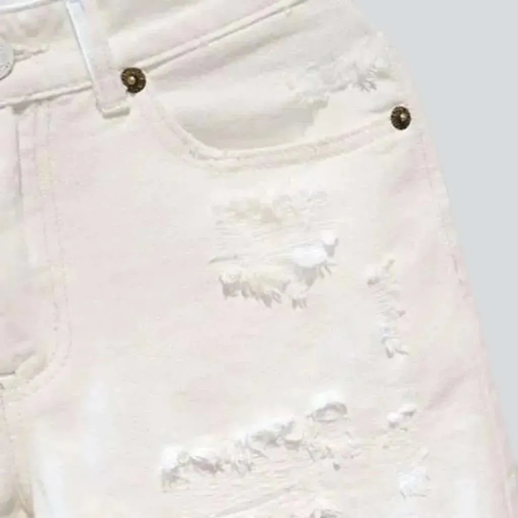 White men's distressed denim shorts