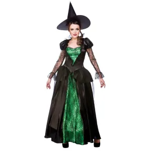 Womens Emerald Green Witch Queen Halloween Party Costume