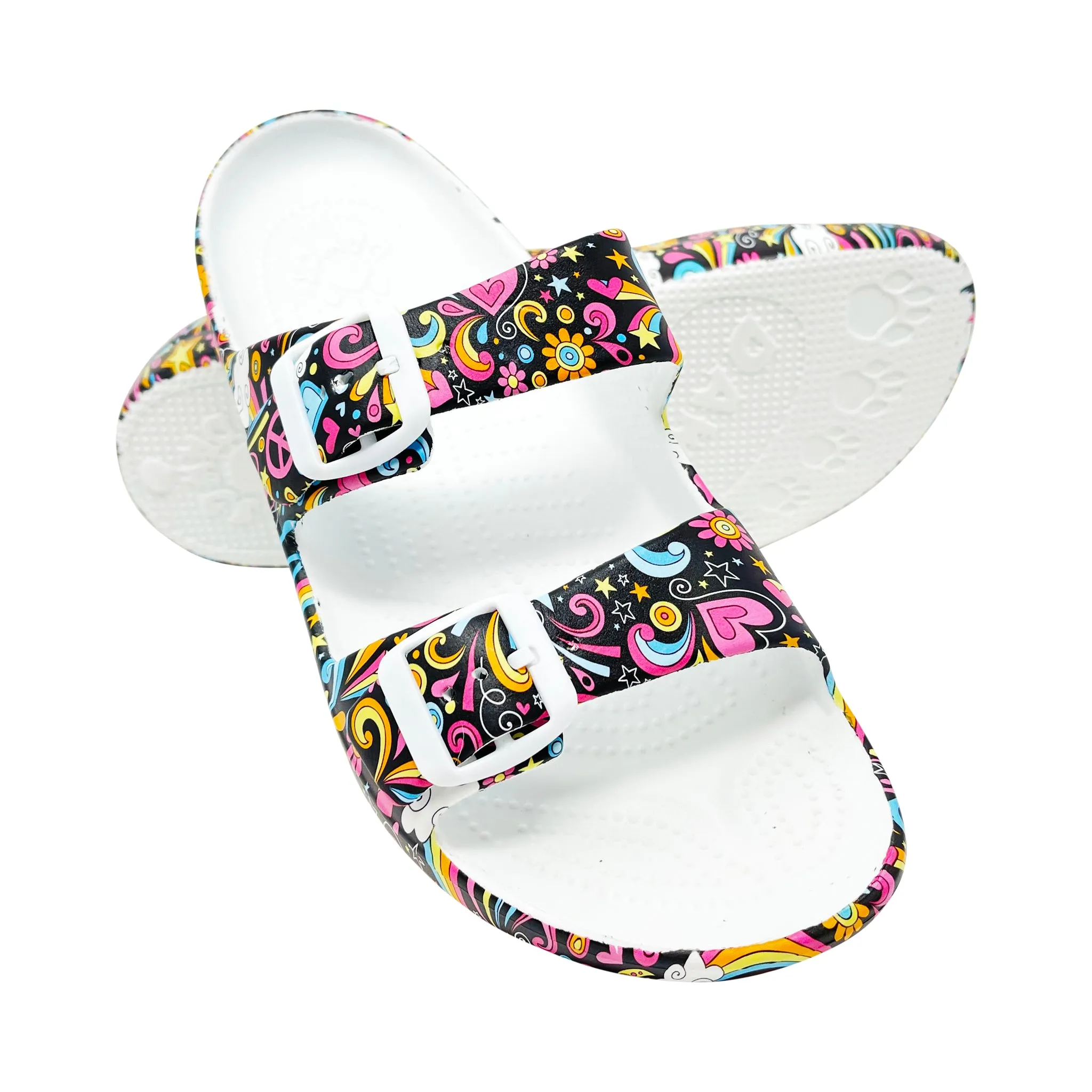 Women's PAW Print Adjustable 2-Strap Sandals - Peace Out