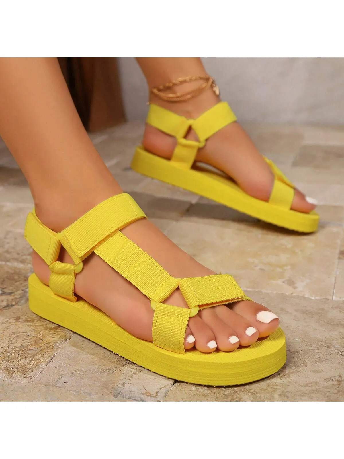 Women's Plus Size Low-Cut Hollow-Out Dark Blue Beach Sandals Suitable For Summer