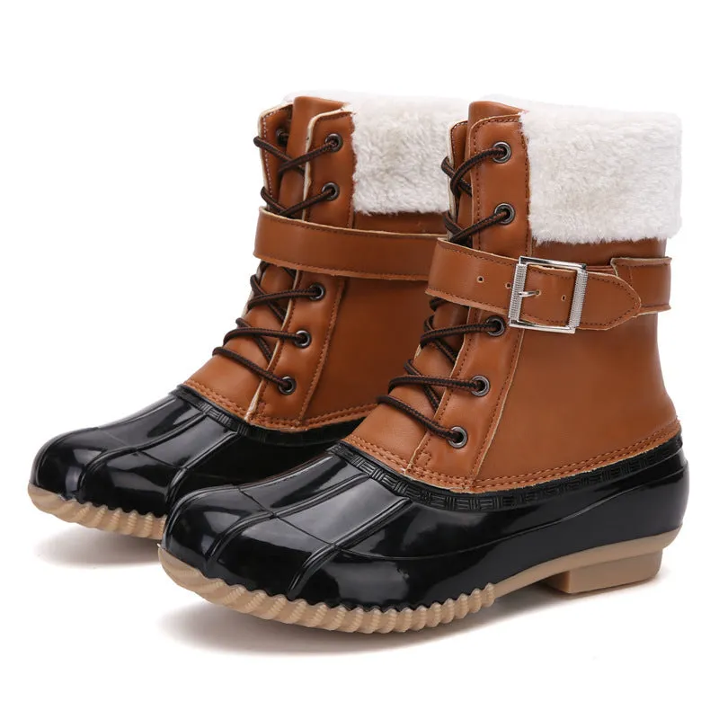 Women's Warm Duck Hunting Leather Boots Cold And Waterproof Snow Boots