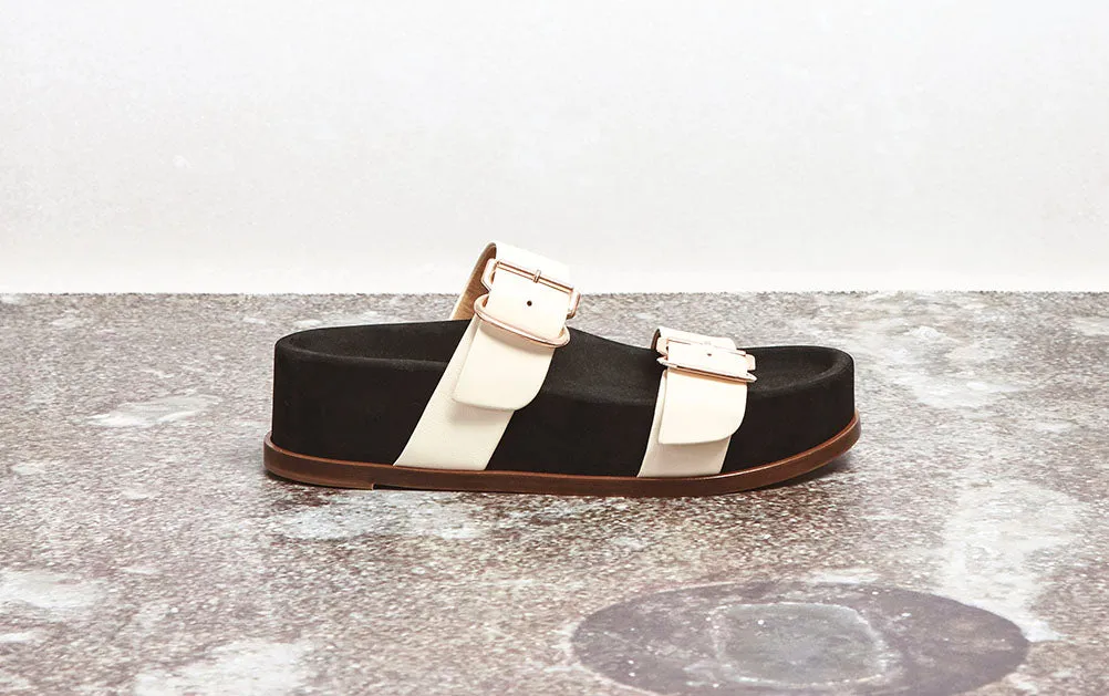 Wren Platform Sandal in Ivory Nappa Leather