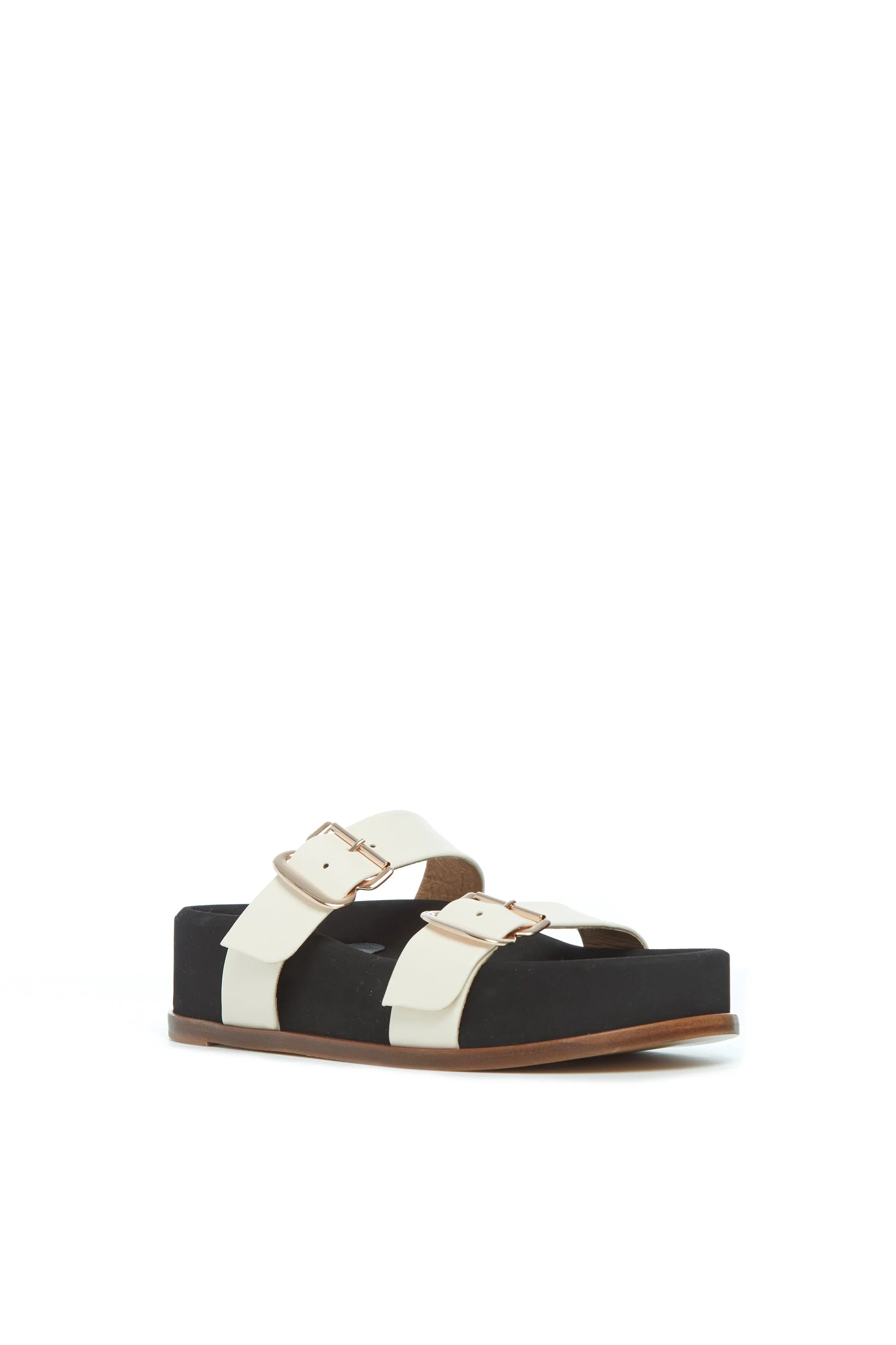 Wren Platform Sandal in Ivory Nappa Leather