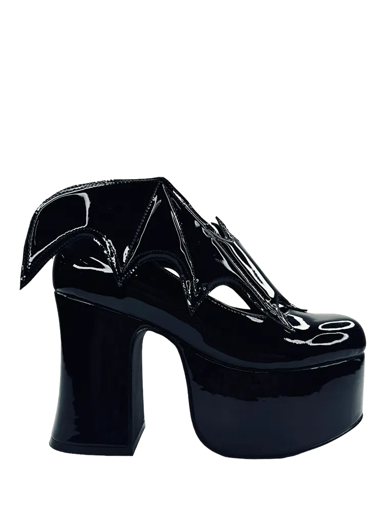 YRU VAMPIRA Black Patent Vegan Leather Platform Boots