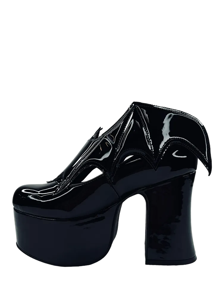 YRU VAMPIRA Black Patent Vegan Leather Platform Boots