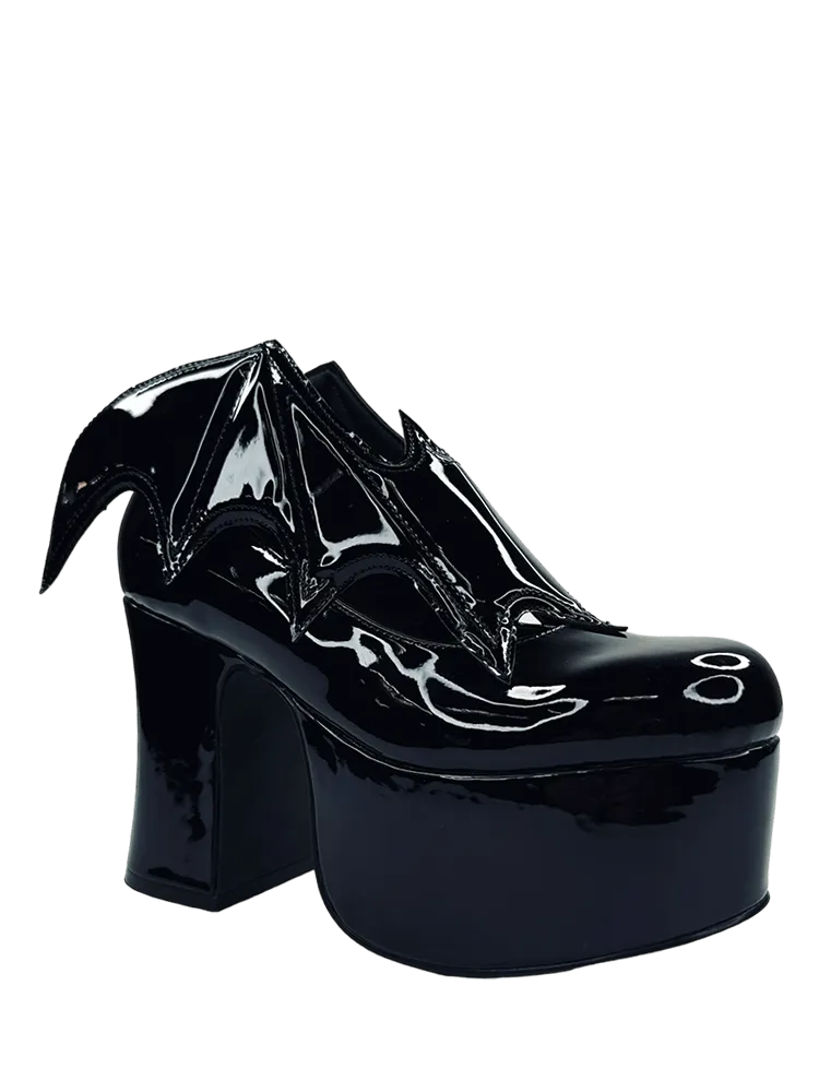 YRU VAMPIRA Black Patent Vegan Leather Platform Boots